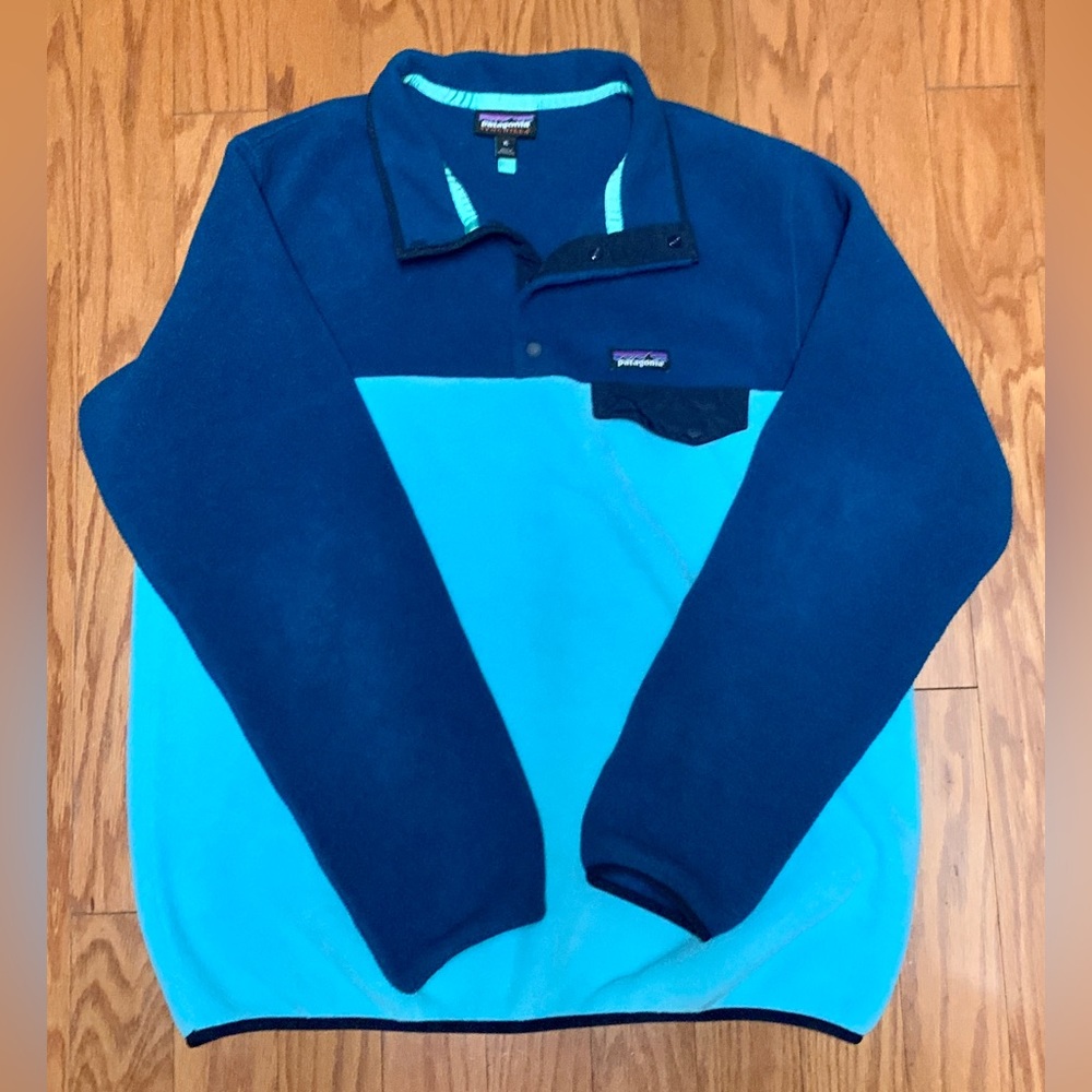 Men’s XL Two Tone Recycled Polyester PATAGONIA Snap Button Fleece Synchilla